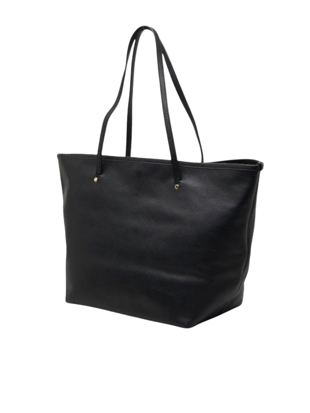 Coach Large Black Leather Tote with Gold Logo Accent - Picture 12 of 13